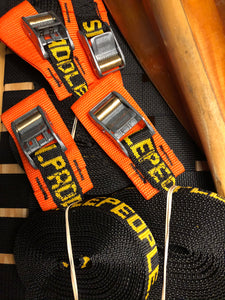 17ft Roller CAM Strap - Paddle People Custom Roller Buckle | Orange Double Buckle Pad with Ironed Strap Tip CAM Strap (1 Pair) | Free Shipping
